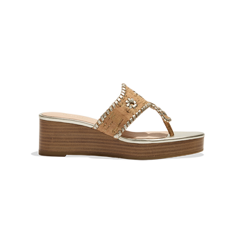 Jacks Stacked Mid Wedge - 5 / METALLIC CORK/PLATINUM