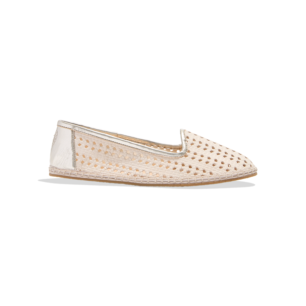 White and gold 2025 loafers with spikes
