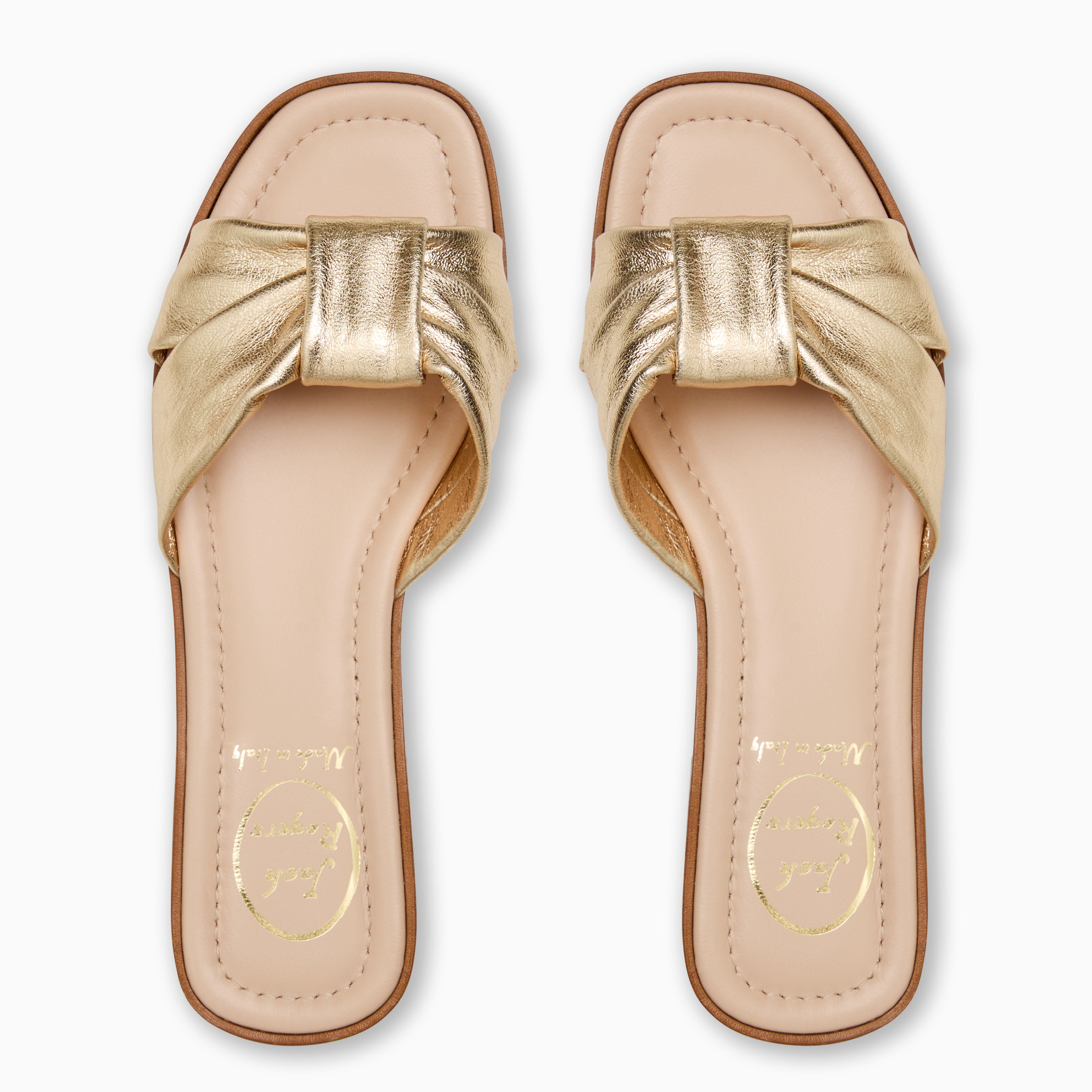 Monica Slide by Jack Rogers in Metallic Platinum | Leather Slide
