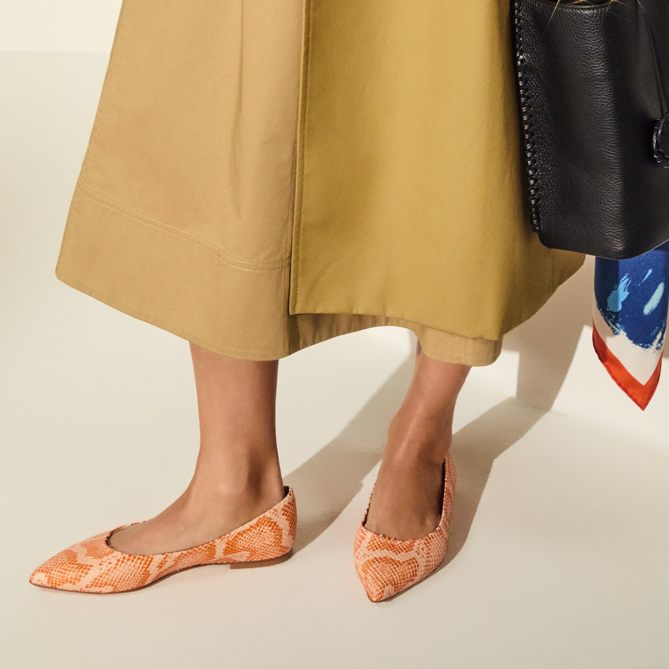 Jack Rogers Gabrisa Flat — Orange Snake Print, Made in Italy