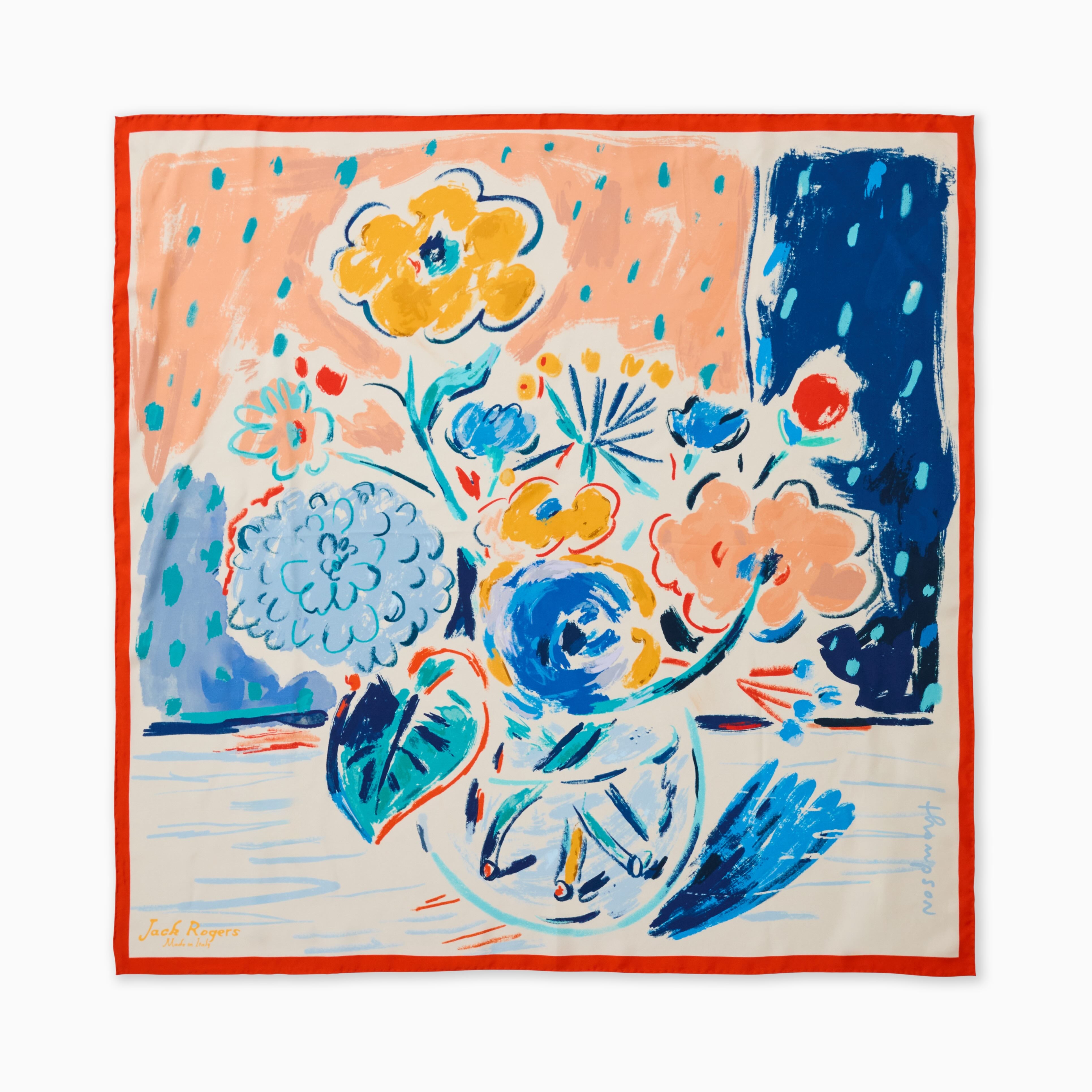 Jack Rogers Jack's Art Silk Scarf | Hand Rolled Edge Printed Silk