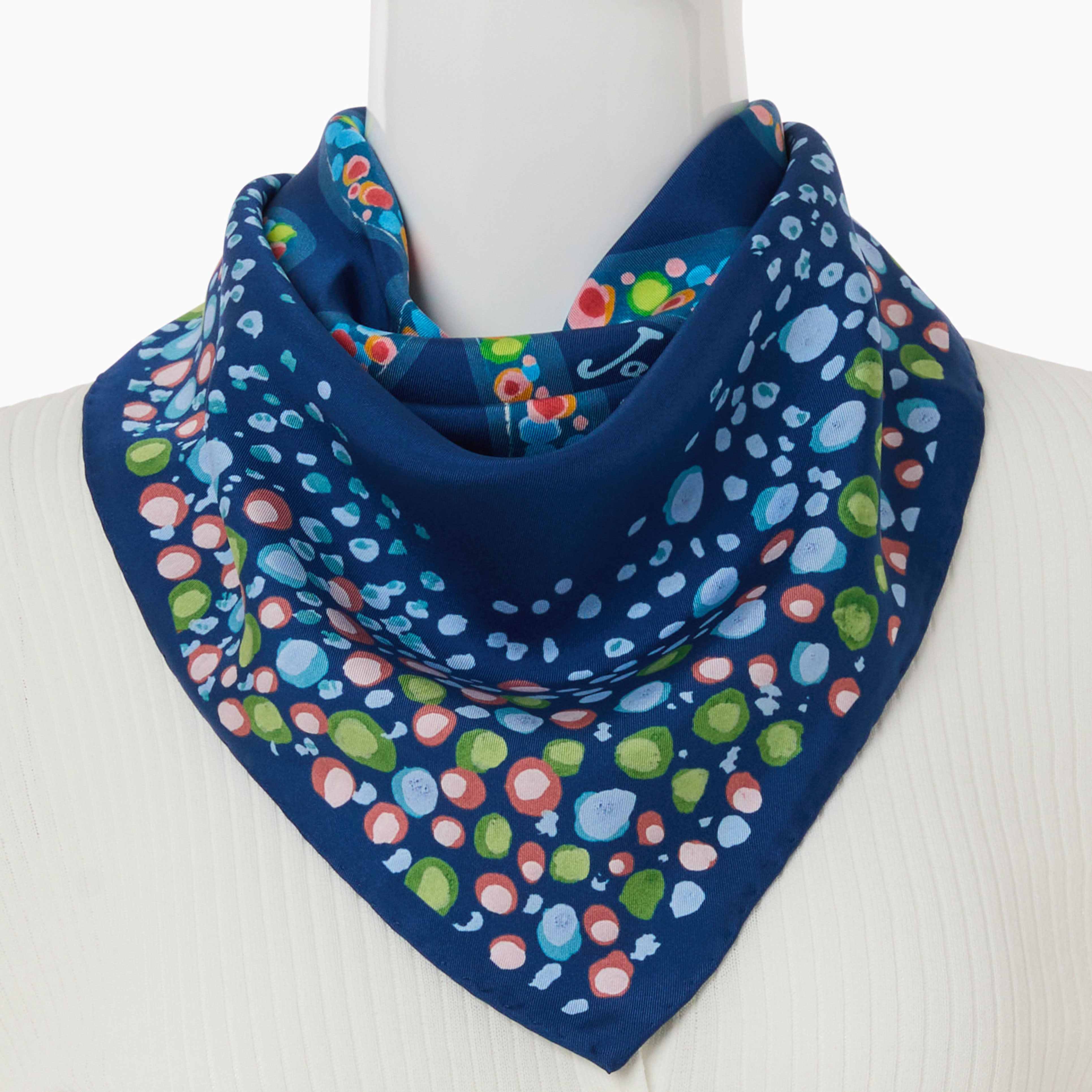 Jack Rogers Octopus Silk Scarf in Navy | Hand Rolled Edge Nautical