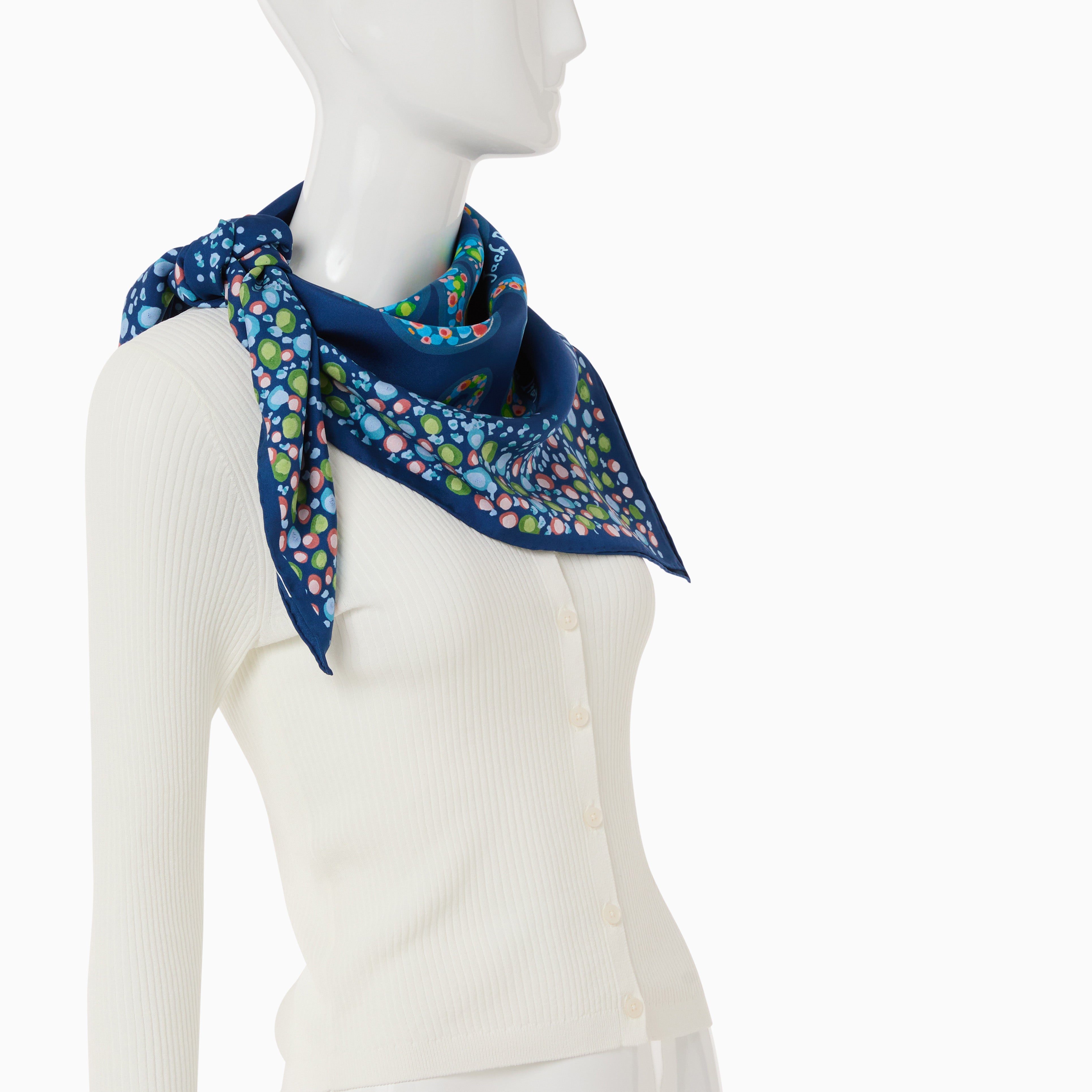 Jack Rogers Octopus Silk Scarf in Navy | Hand Rolled Edge Nautical