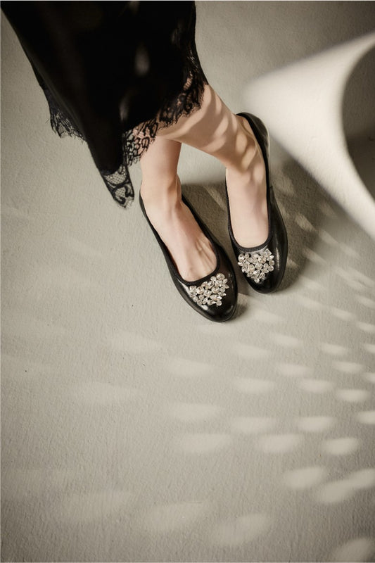 Ellina Jeweled Leather Ballet Flat