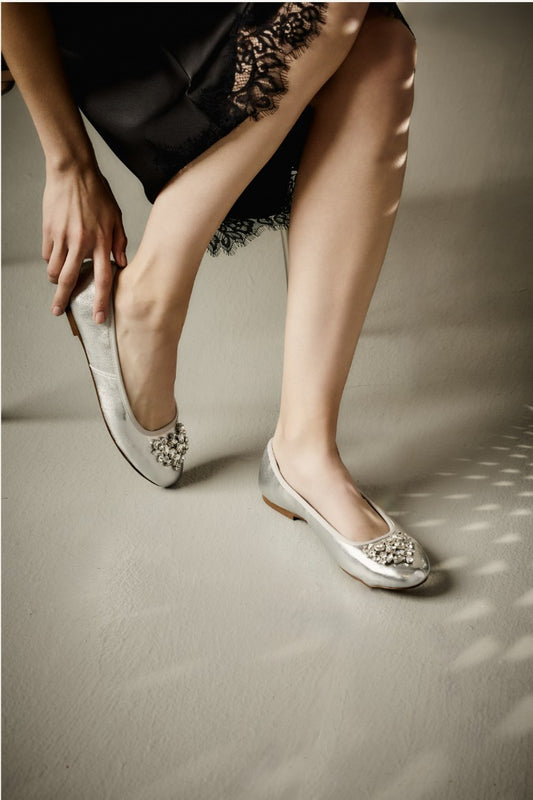 Ellina Jeweled Leather Ballet Flat