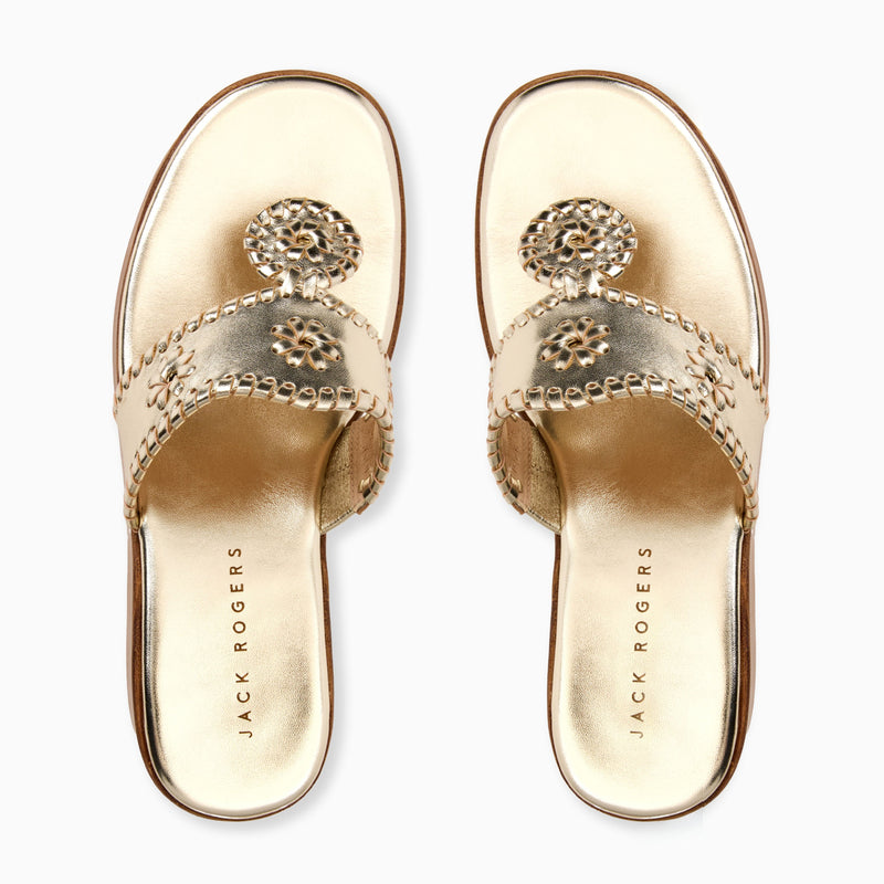 Jacks Leather Stacked Mid Wedge