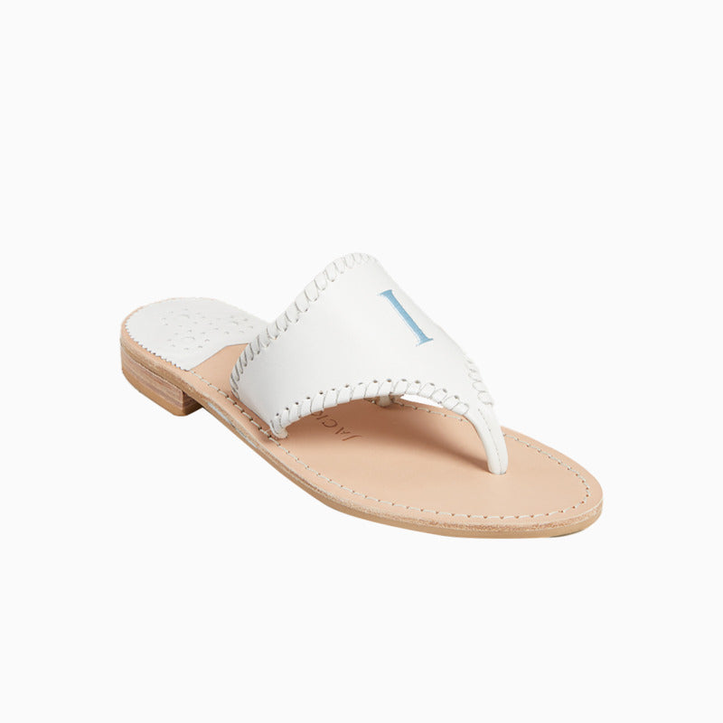 Jacks Embroidered "I DO" Leather Flat Sandal