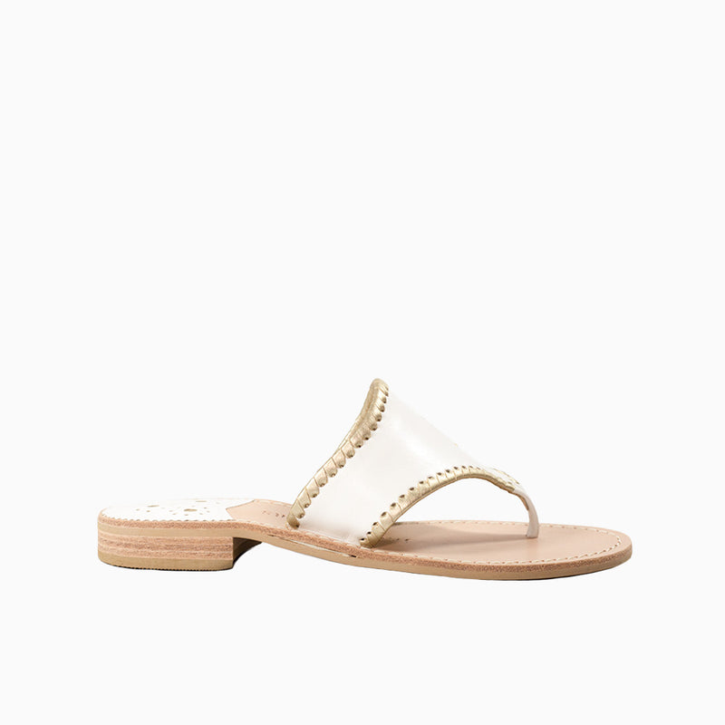 Jacks Embroidered "I DO" Leather Flat Sandal