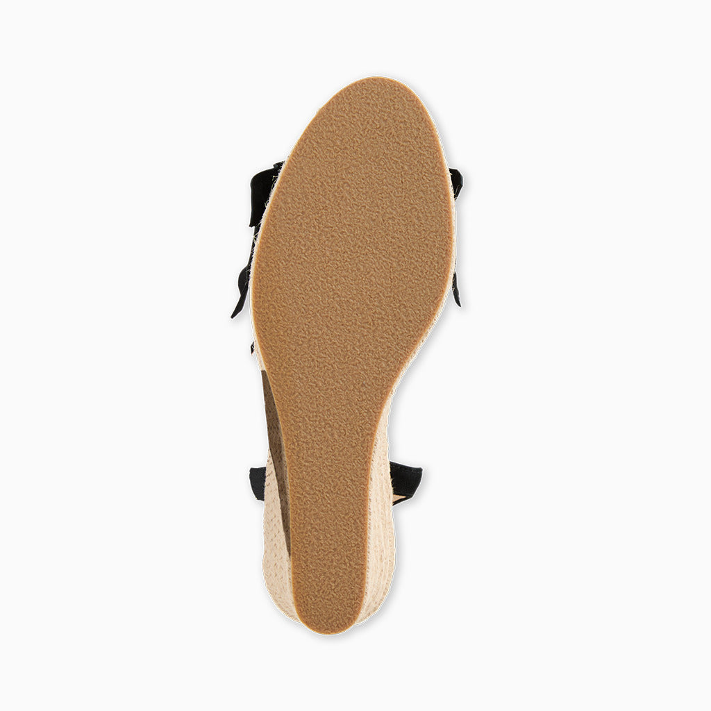 Jack Rogers Rozette Ruffle Wedge | Suede | Black – Jack Rogers USA