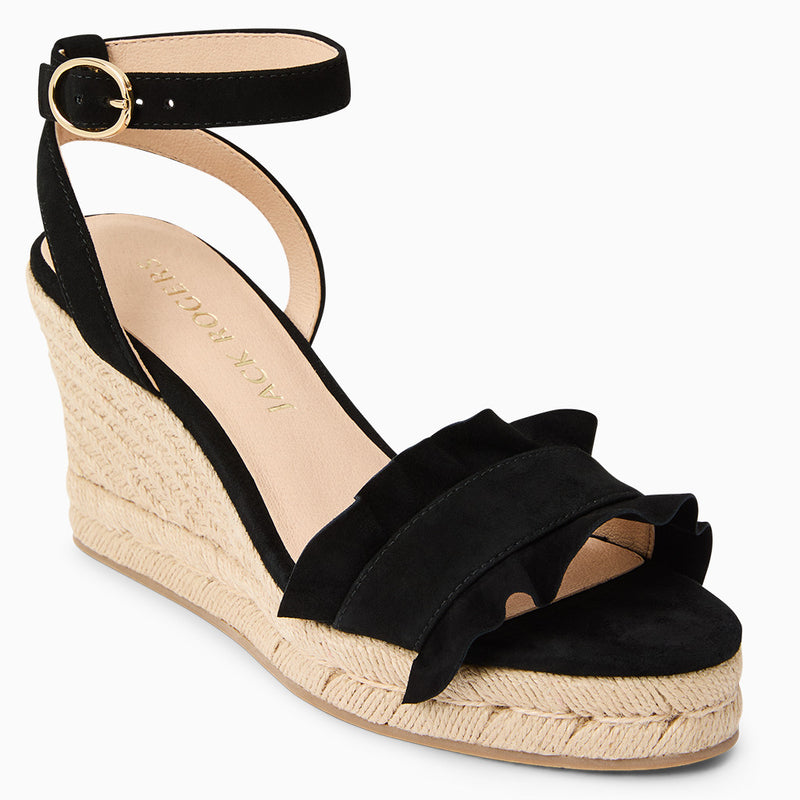 Rozette Suede Ruffle Wedge