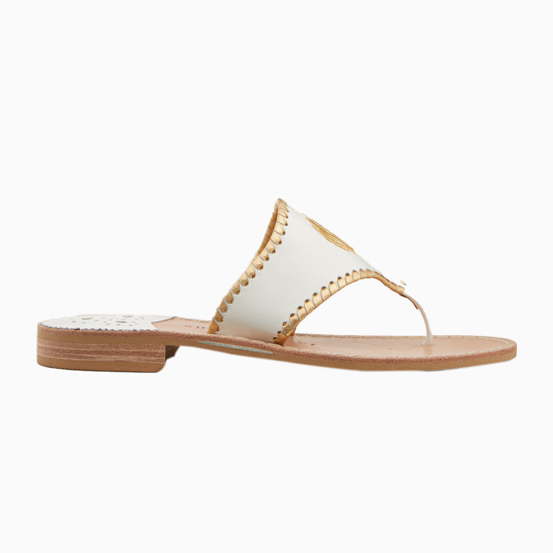 Jacks Embroidered "MRS" Leather Flat Sandal