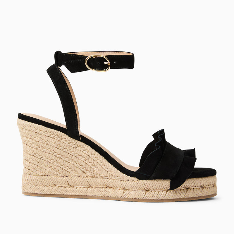 Rozette Suede Ruffle Wedge