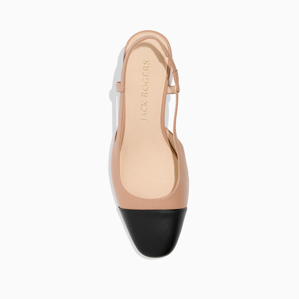 LACE UP SLING BACK ミュール Summer Cap Toe Sling Back Heel - Café Au Lait / Black – Jack