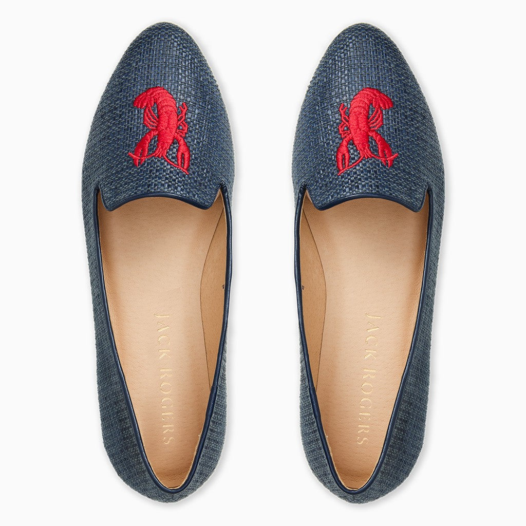 Jack Rogers Lobster Embroidered Loafer | Raffia | Midnight – Jack Rogers USA