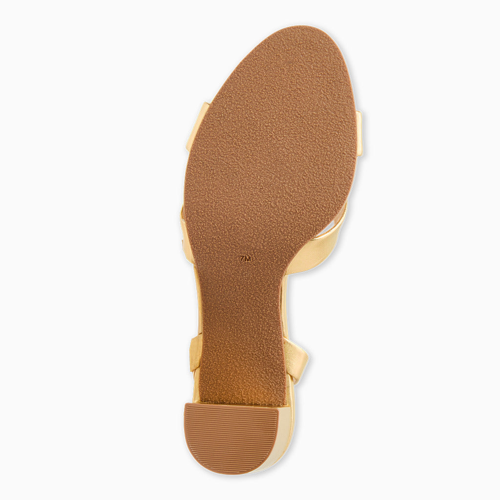 Jack Rogers Peri Mid Heel in Metallic Nappa Gold | Criss