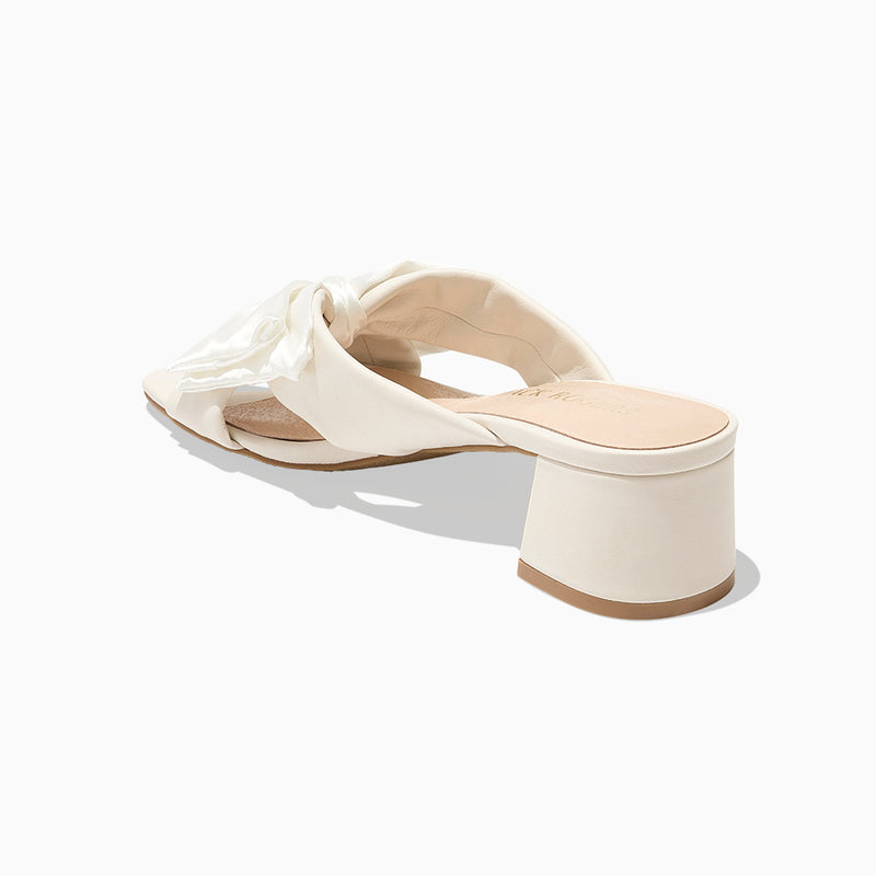 Debra Leather & Satin Bow Mid Heel