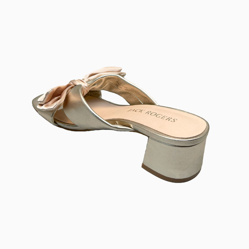 Debra Leather & Satin Bow Mid Heel