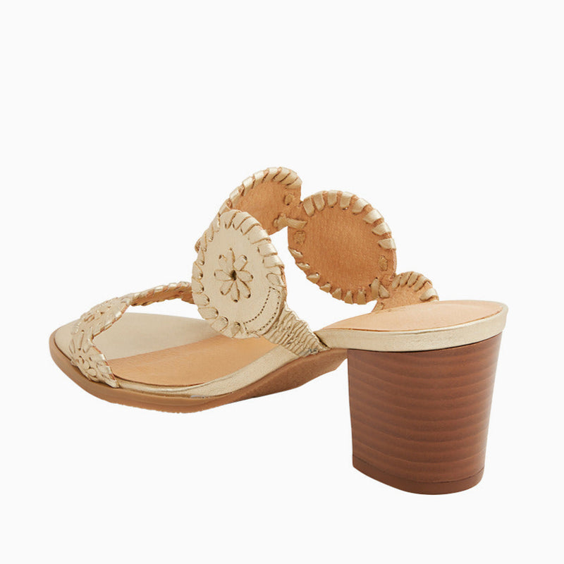 Lauren Leather Block Mid Heel