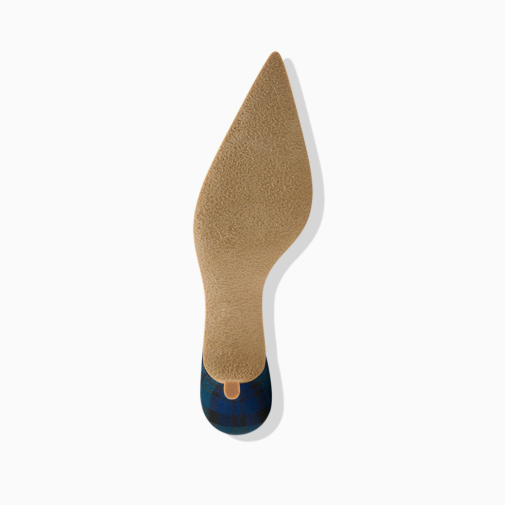 Debra Sling Back Kitten Heel - Midnight Tartan / Black