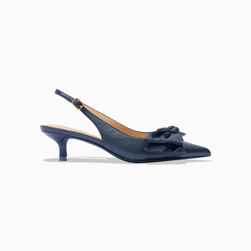Debra Leather Slingback Kitten Heel