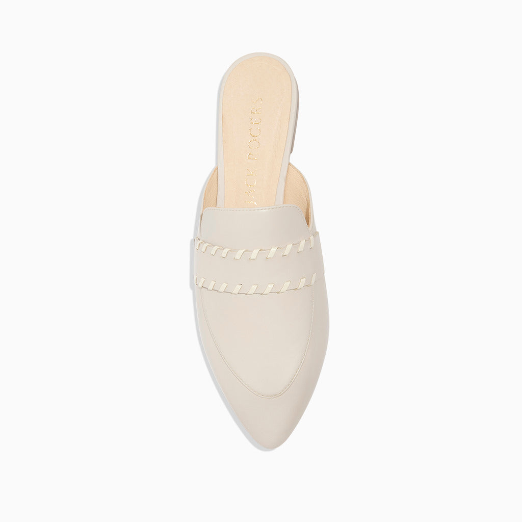 Brigitte Ruffle Mule In Beige Raffia - Sandals - Larroudé