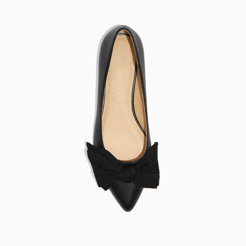 Debra Leather & Fabric Bow Ballet Flat