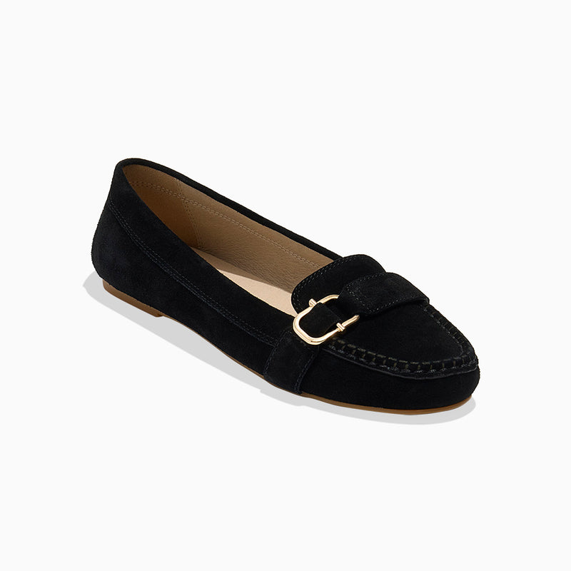 Hanover Suede Hardware Flat Moccasin