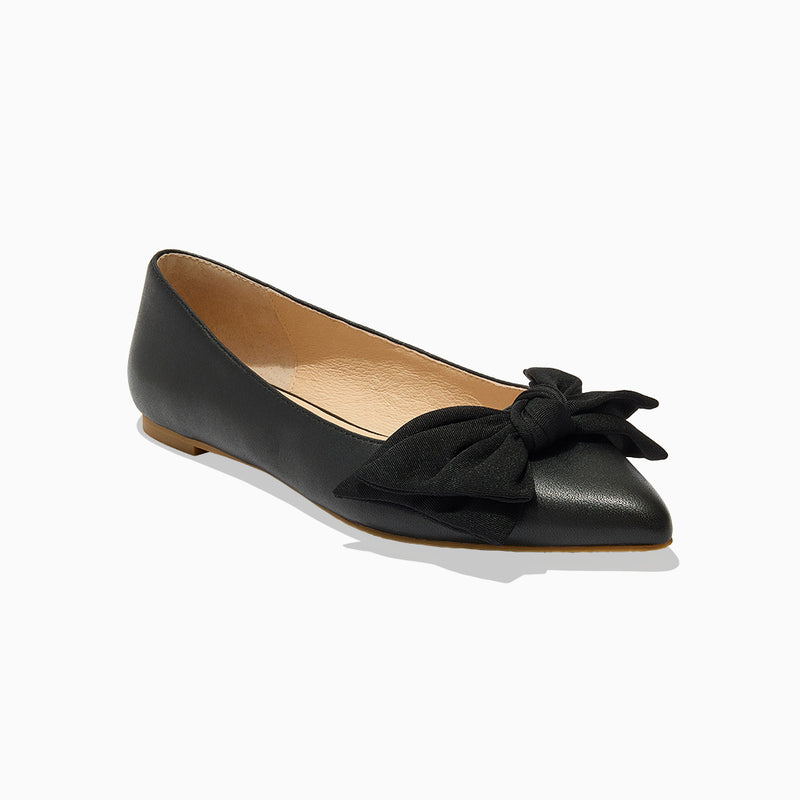 Debra Leather & Fabric Bow Ballet Flat