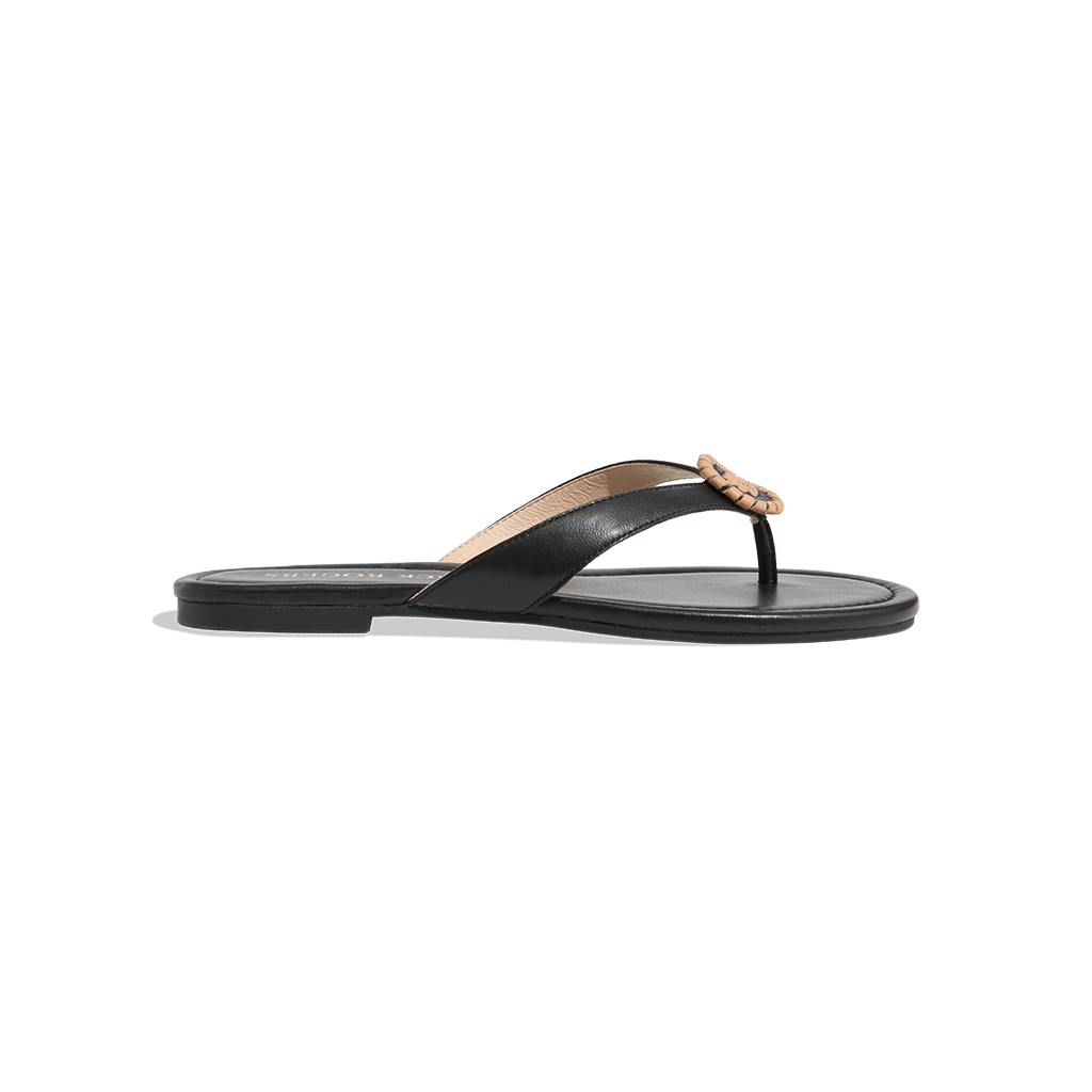 Roxy black outlet leather flip flops