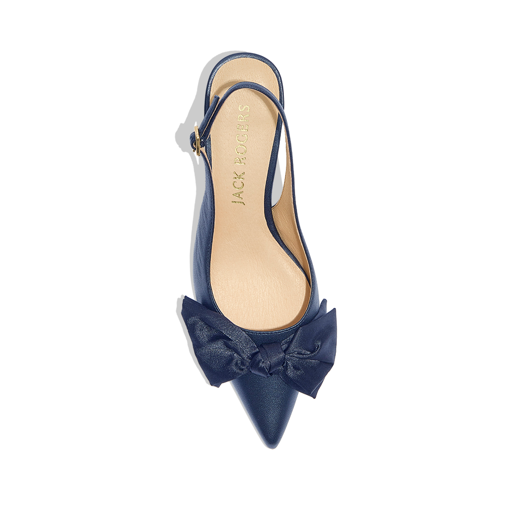 Navy kitten heel slingbacks top