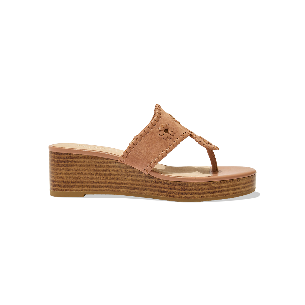 Jacks Suede Stacked Mid Wedge