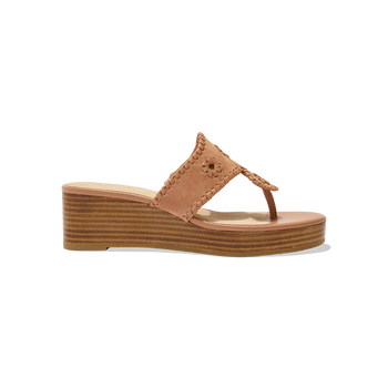 Jacks Suede Stacked Mid Wedge