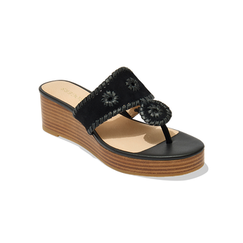 Jacks Suede Stacked Mid Wedge