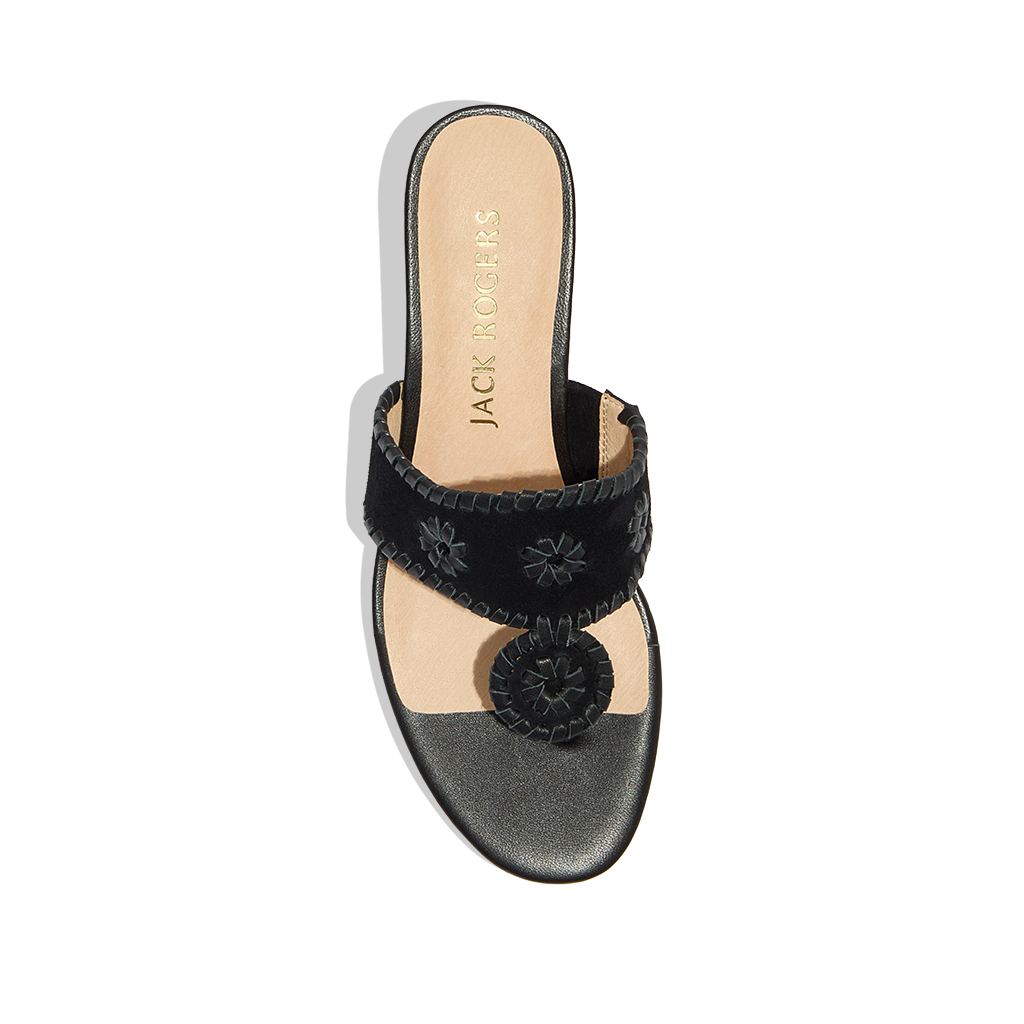Jacks Suede Stacked Mid Wedge