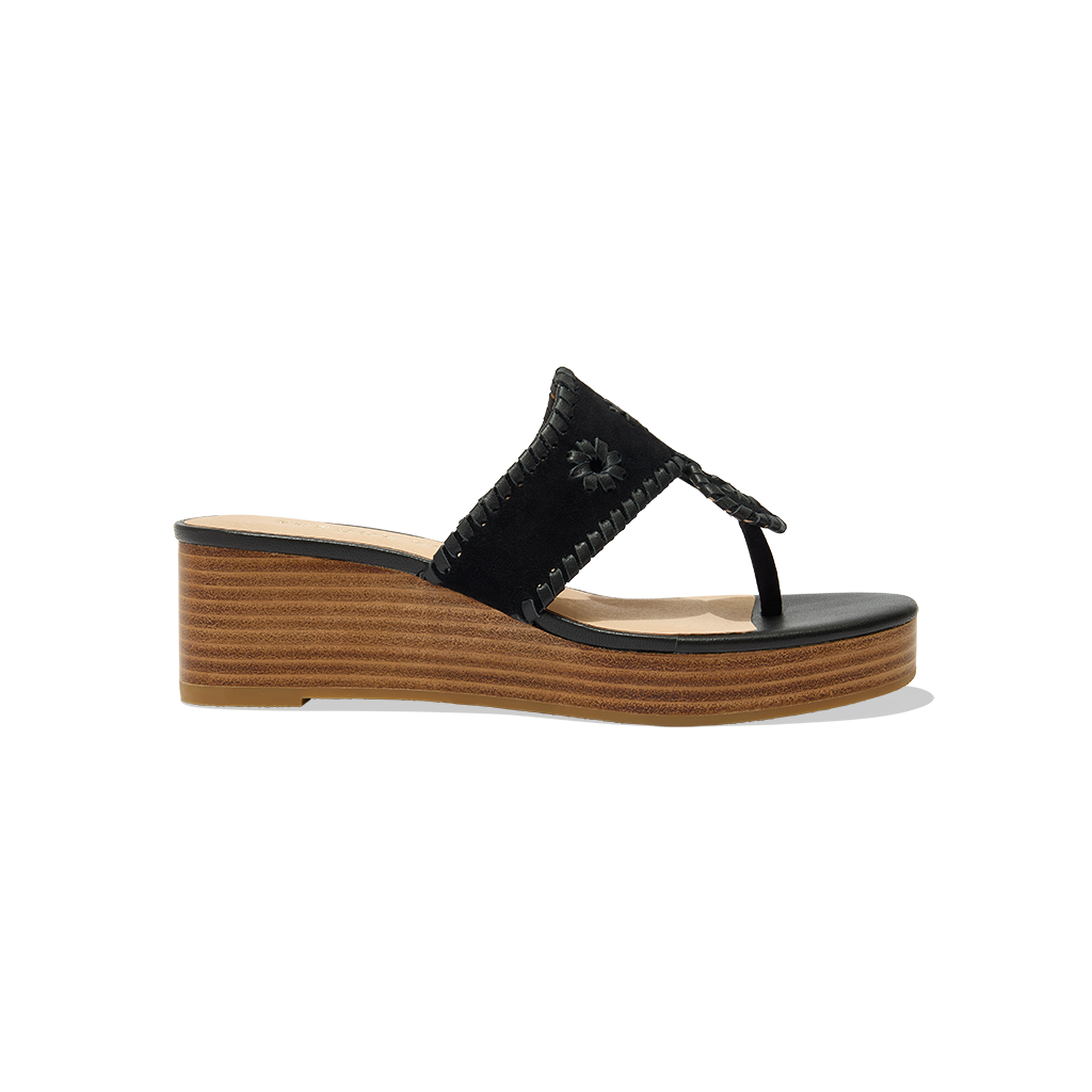 Jacks Suede Stacked Mid Wedge
