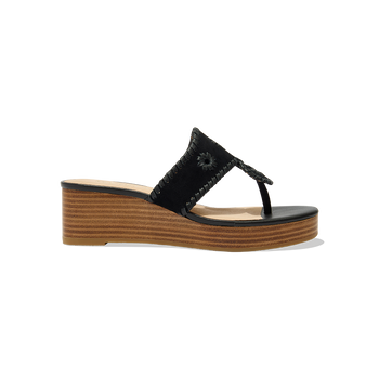 Jacks Suede Stacked Mid Wedge