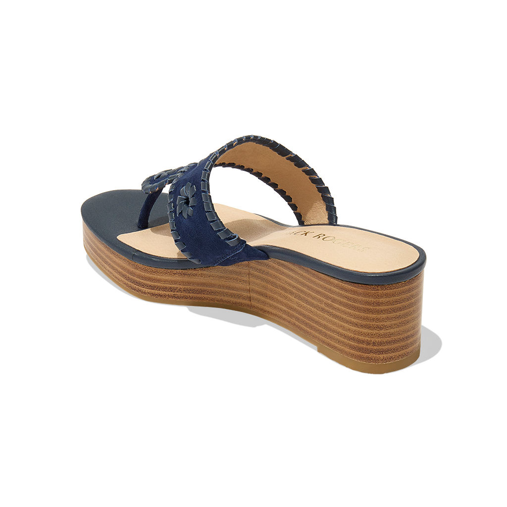 Jacks Suede Stacked Mid Wedge