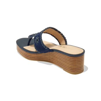 Jacks Suede Stacked Mid Wedge