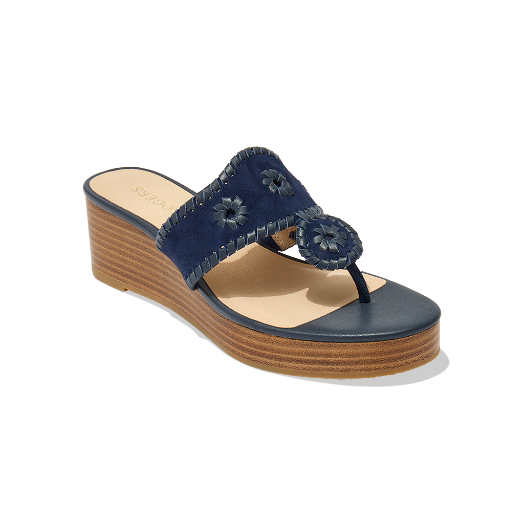 Jacks Suede Stacked Mid Wedge