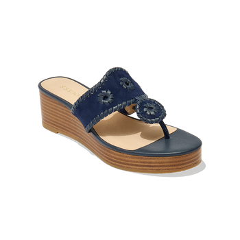 Jacks Suede Stacked Mid Wedge