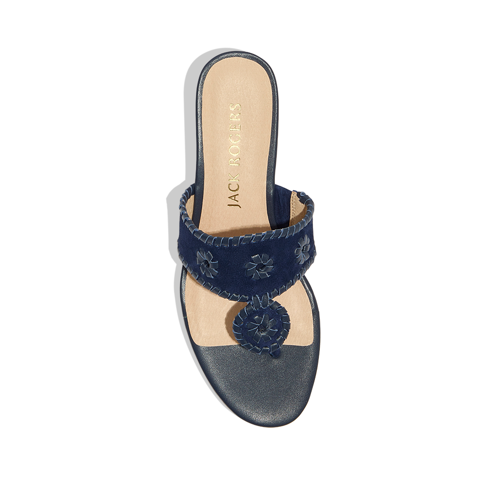 Jacks Suede Stacked Mid Wedge