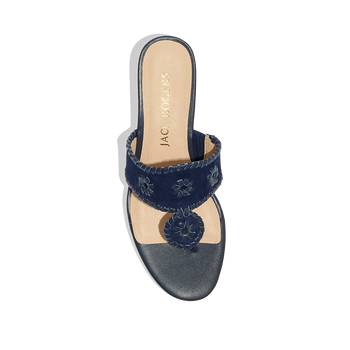 Jacks Suede Stacked Mid Wedge