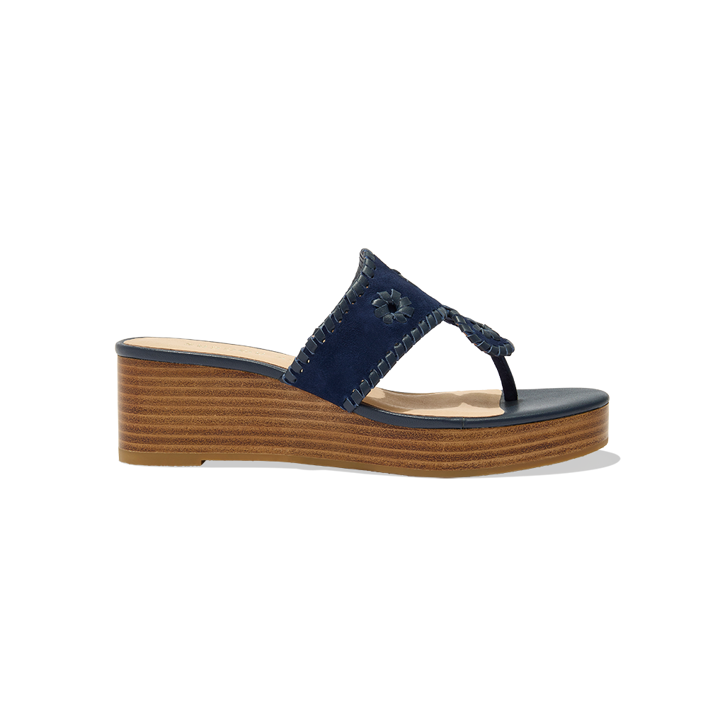 Jacks Suede Stacked Mid Wedge