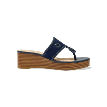 Jacks Suede Stacked Mid Wedge