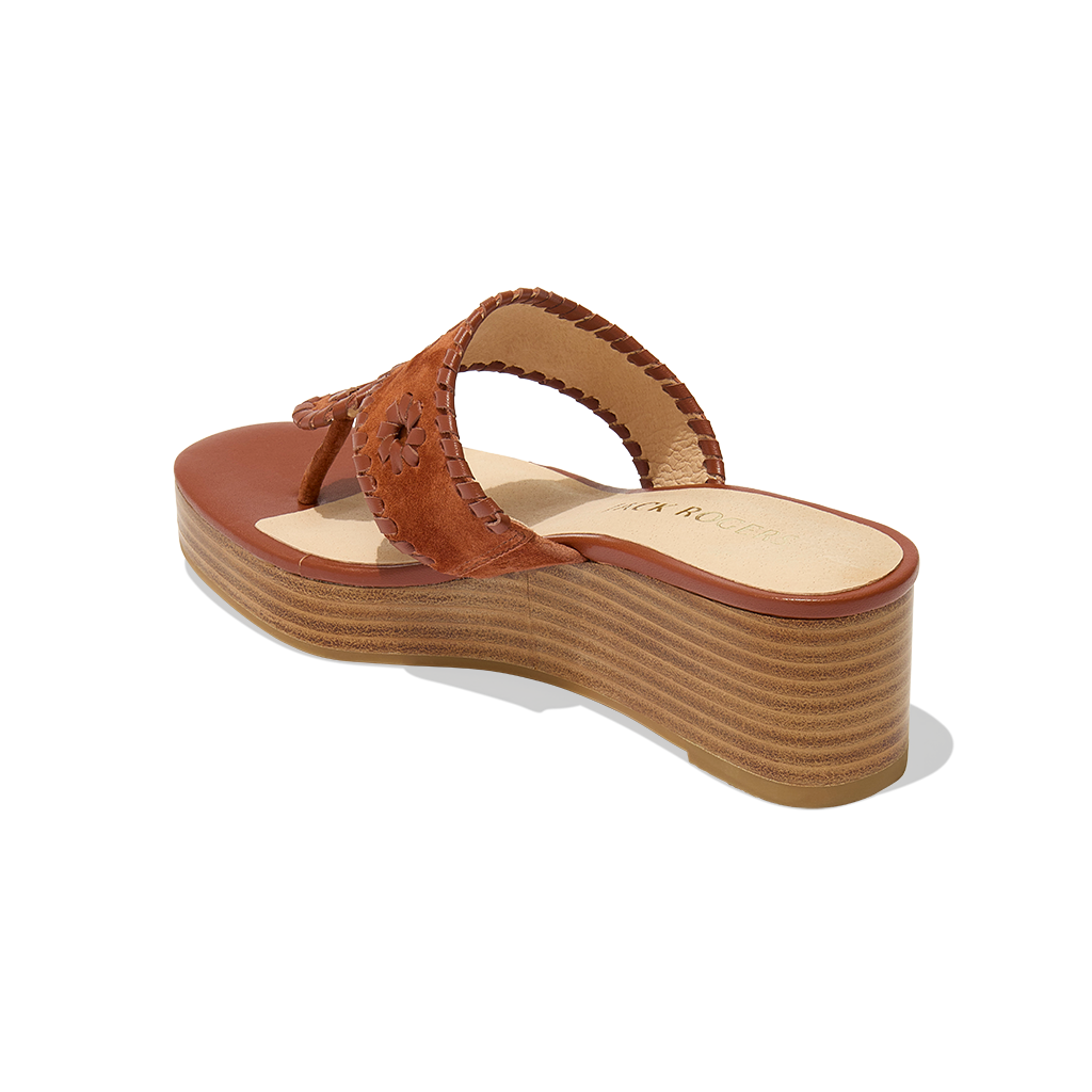 Jacks Suede Stacked Mid Wedge