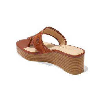 Jacks Suede Stacked Mid Wedge