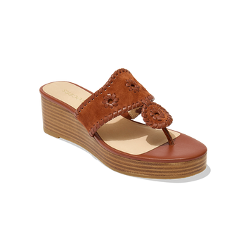 Jacks Suede Stacked Mid Wedge