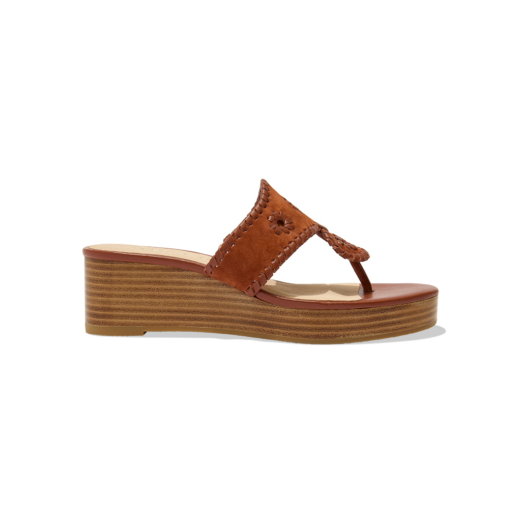 Jacks Suede Stacked Mid Wedge