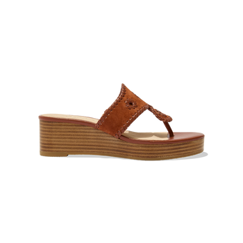 Jacks Suede Stacked Mid Wedge