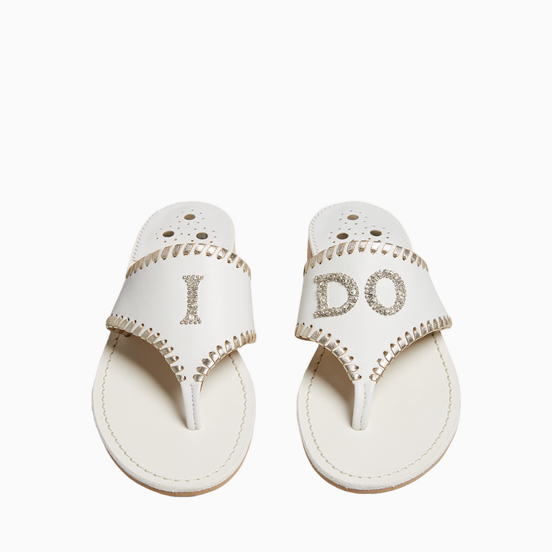 Jacks Embellished "I DO" Leather Flat Sandal